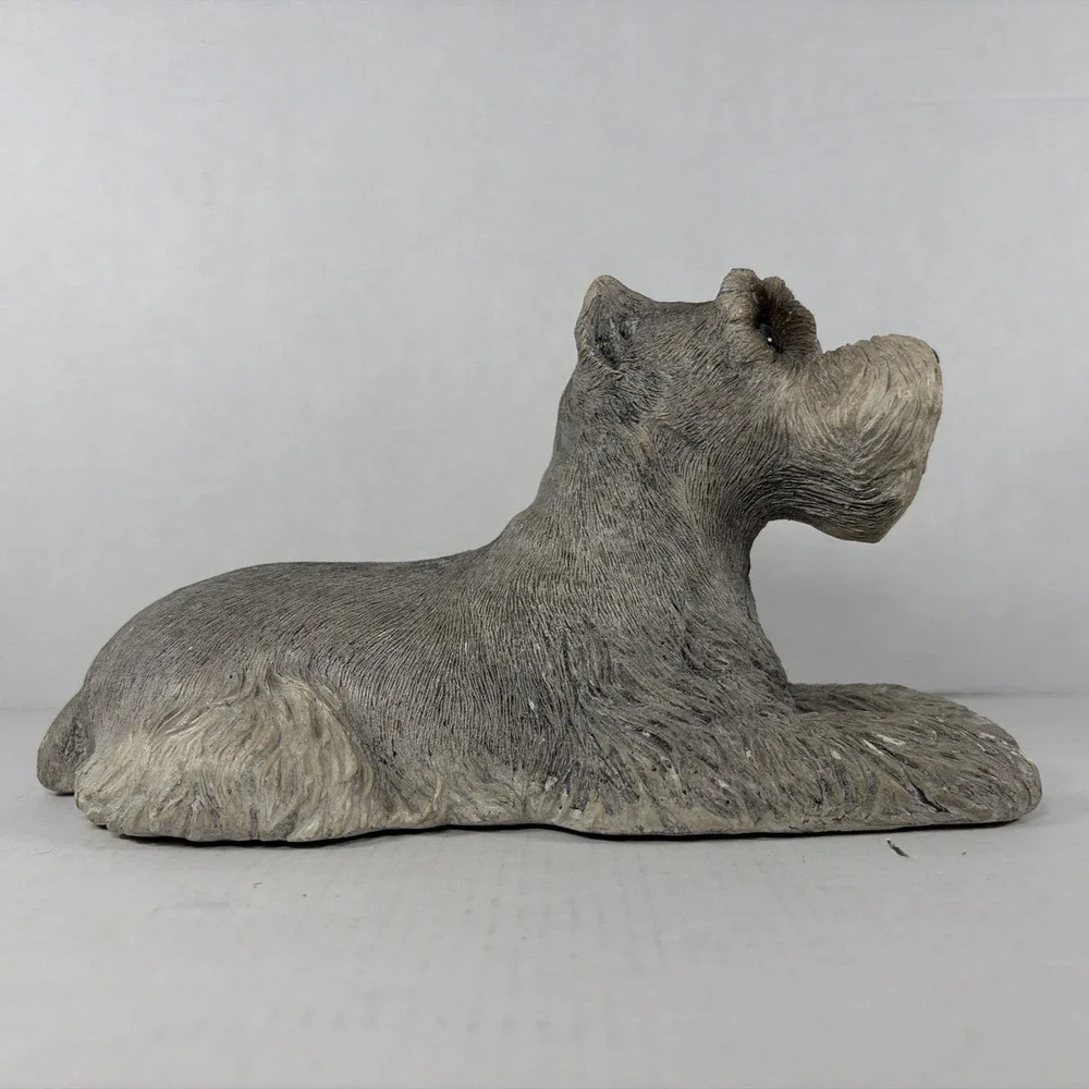 Vintage 1981 Sandicast Schnauzer Dog Figurine Sculpture Signed Sandra Brue